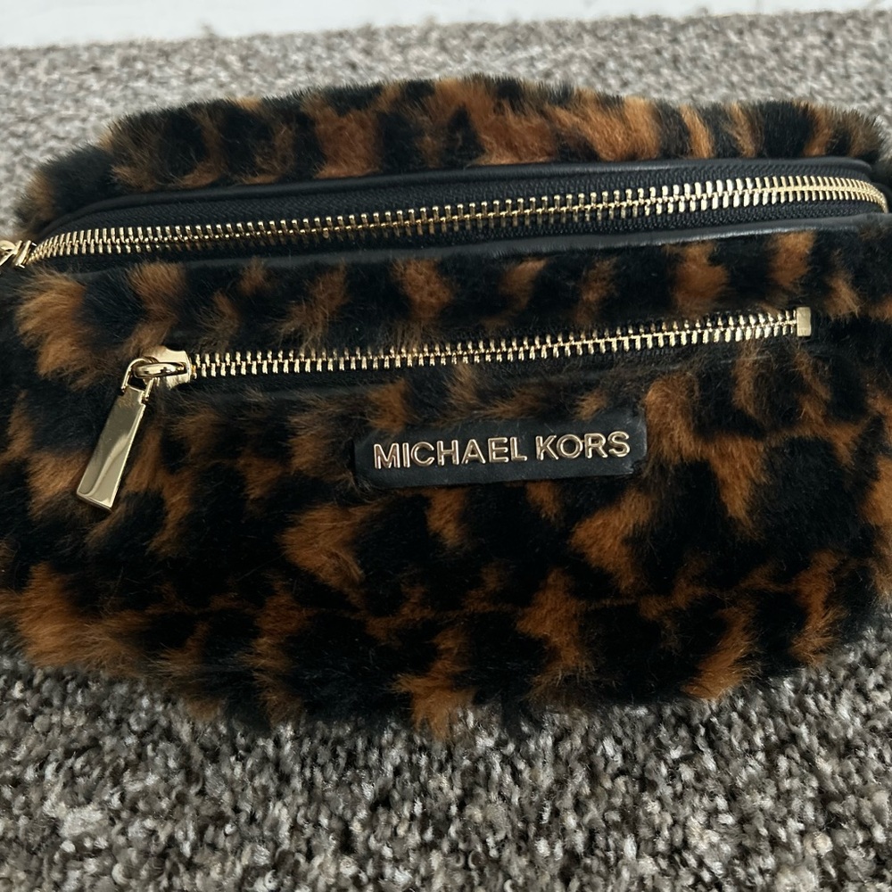 Michael Kors Leopard Print Fur Belt Bag